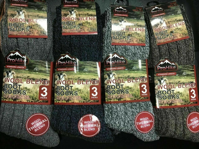Men’s Wool Thermal Hiking Socks (3, 6, 9 or 12 Pairs)