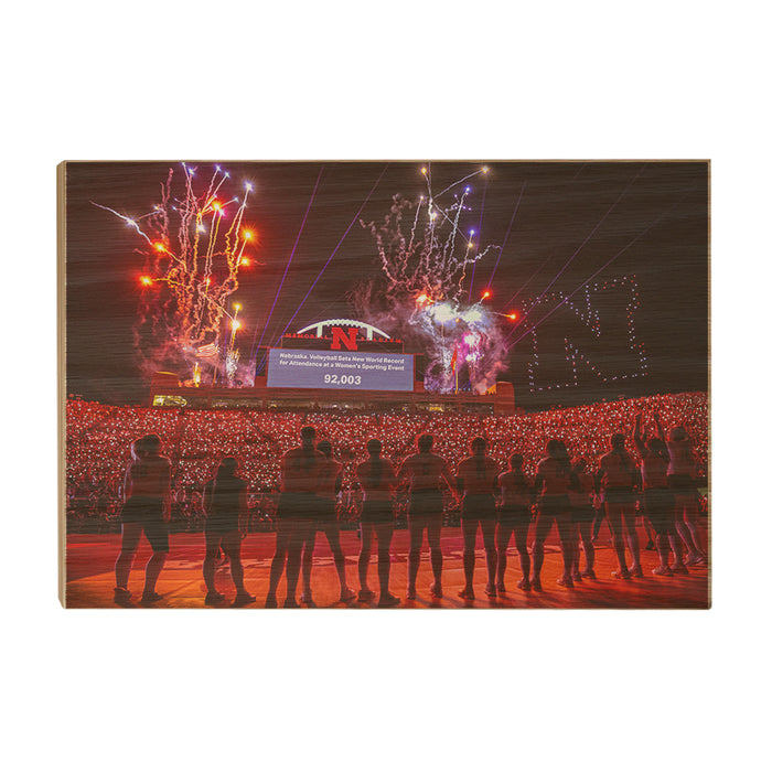 Nebraska Cornhuskers - Nebraska Volleyball Sets New World Record - College Wall Art #Wood