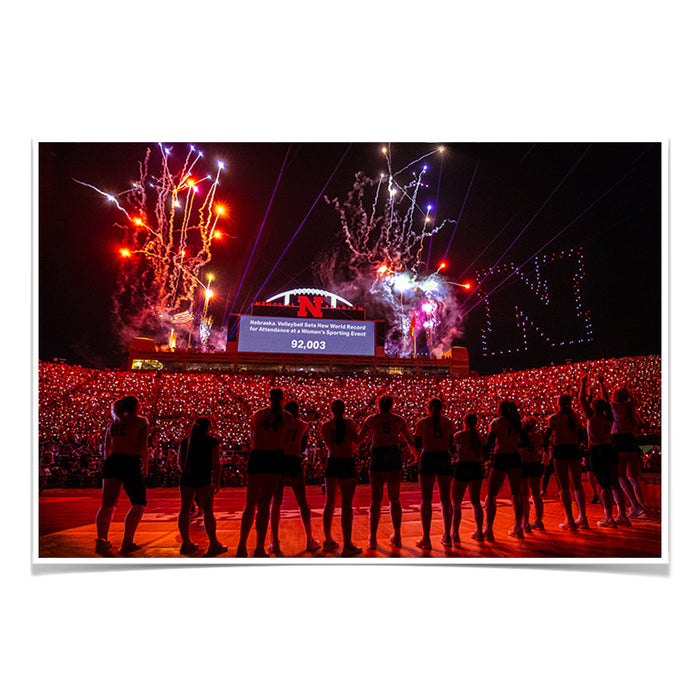 Nebraska Cornhuskers - Nebraska Volleyball Sets New World Record - College Wall Art #Poster