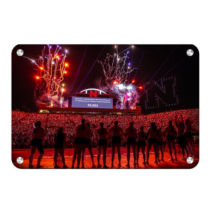 Nebraska Cornhuskers - Nebraska Volleyball Sets New World Record - College Wall Art #Metal