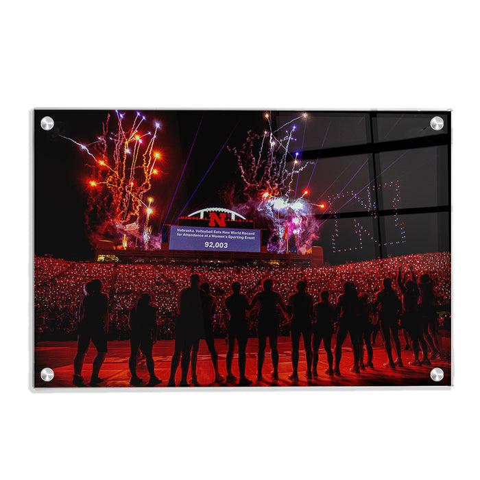 Nebraska Cornhuskers - Nebraska Volleyball Sets New World Record - College Wall Art #Acrylic