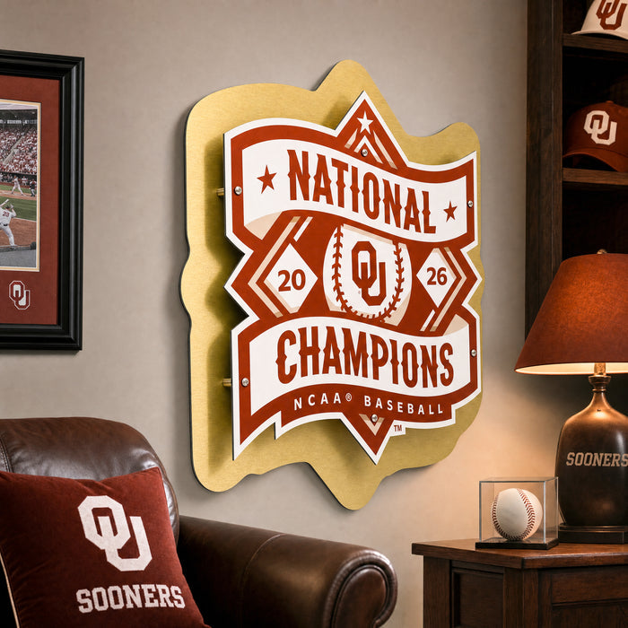 Oklahoma Sooners - Baseball National Champions Logo Two Layer Metal Dimensional Wall Art