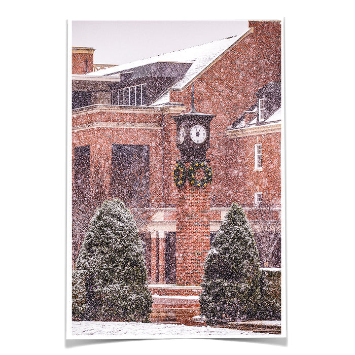 Oklahoma State Cowboys - Clock Tower Snow - College Wall Art #Photo Poster