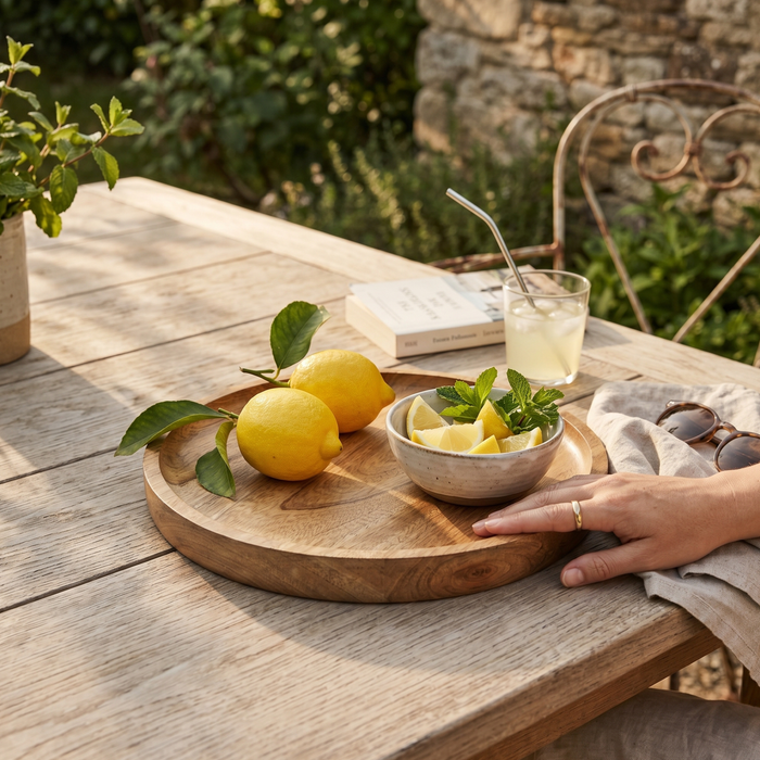 Round Mango Wood Tray