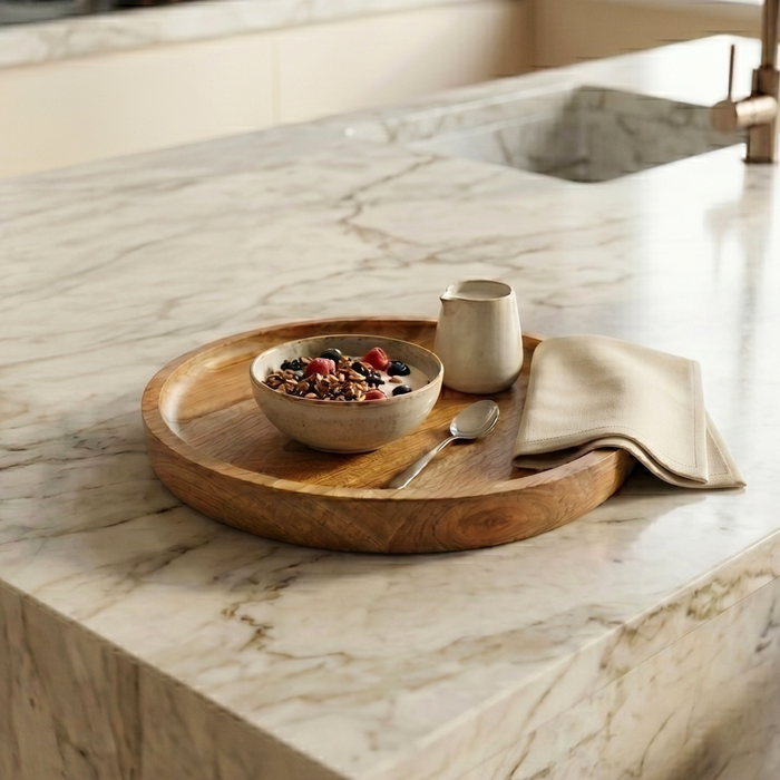 Round Mango Wood Tray