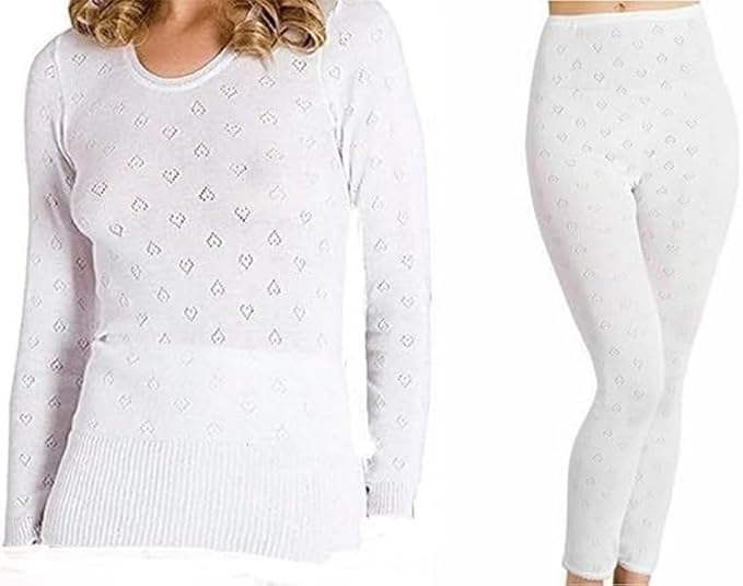 Snowdrop Women's Long-Sleeve Round-Neck Thermal Set – Top & Long Johns (S–3XL)
