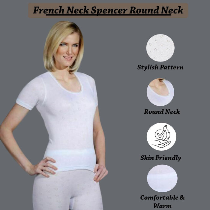 Snowdrop Women's White Round-Neck Thermal Top – Short or Long Sleeve (S–3XL & One Size)