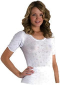 S / White Short Sleeve Spencer Round Neck