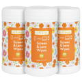 Three floral print Well-Kept screen and lens wipes canisters, 120-count, product cutout