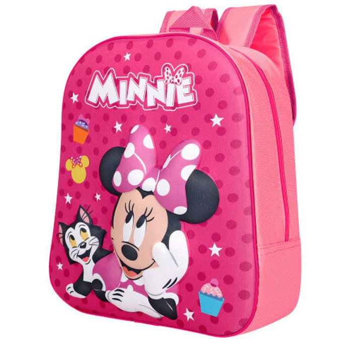 Minnie Mouse Polka Dot 3D backpack, complete bag on a white square background