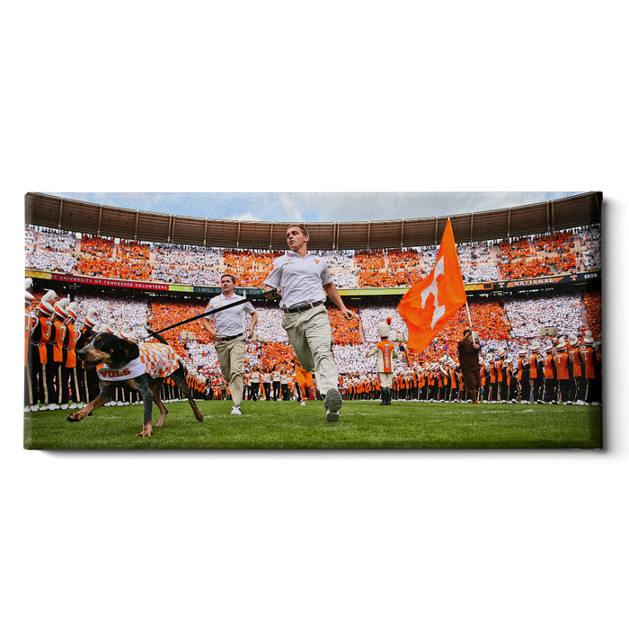 Tennessee Volunteers - Smokey Running thru the T Pano - College Wall Art #Canvas