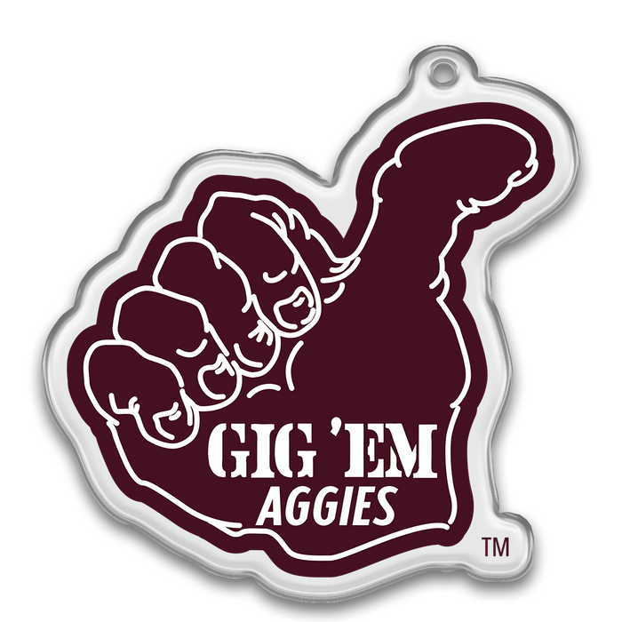 Texas A&M Aggies - Sesquicentennial Vintage Gig'Em Ornament & Bag Tag