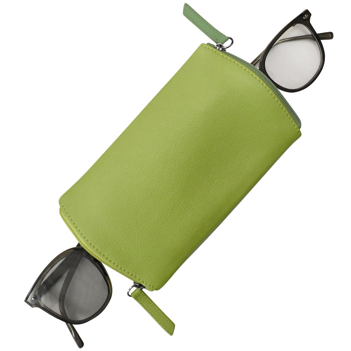 Two Tone Double Zip Eyeglass Case