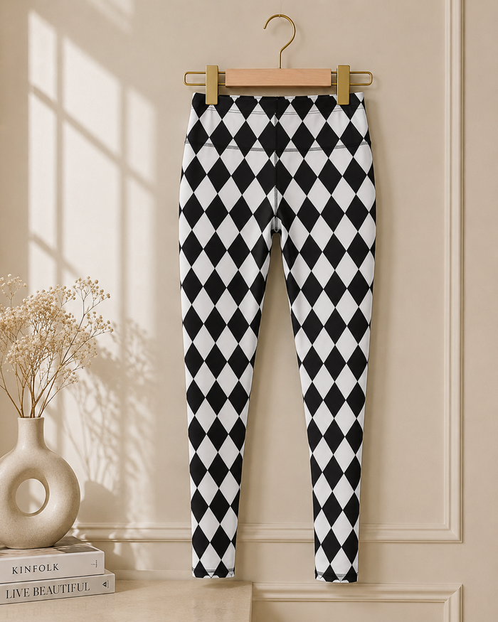 Women's Diamond Print Leggings (S/M–M/L)